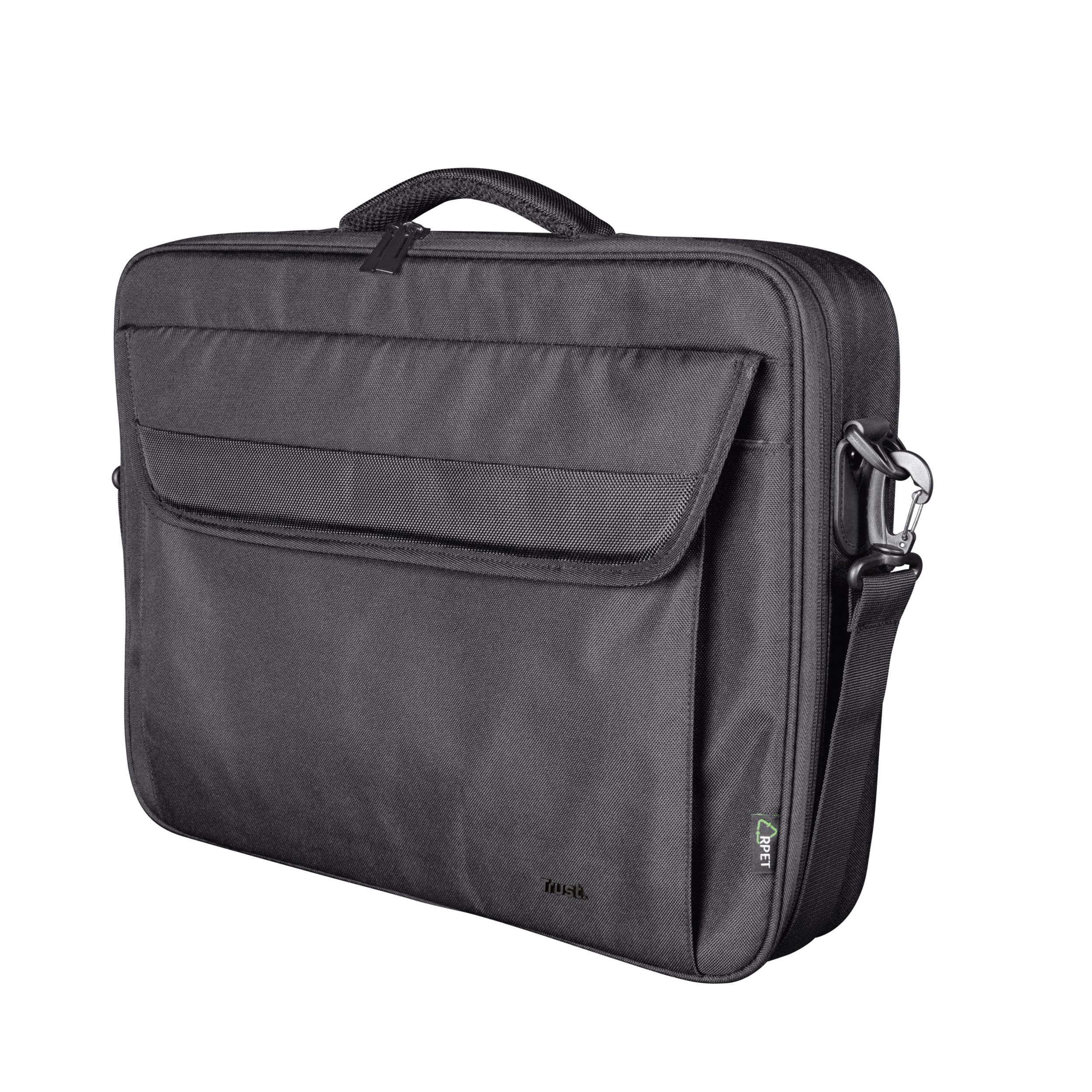Trust Atlanta Notebook-Tasche bis 16" – mit abnehmbarem Schultergurt, Reissverschluss – Schwarz