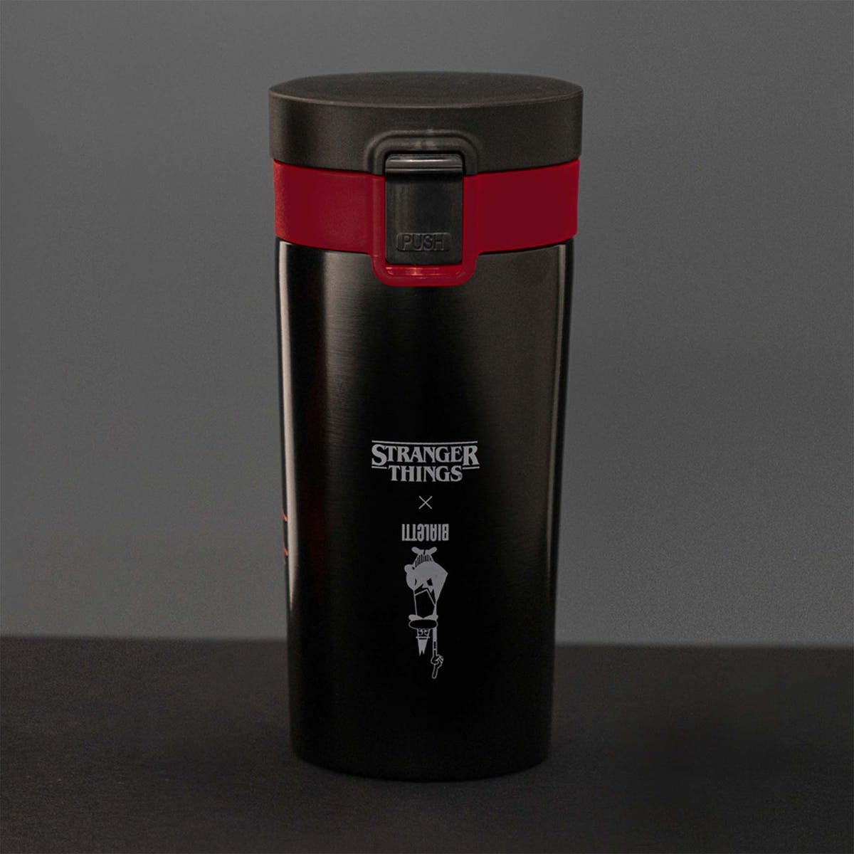Bialetti Thermobecher 380 ml – doppelwandig, Edelstahl, Schwarz/Rot