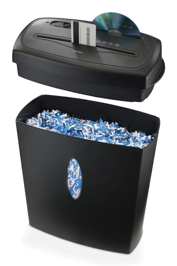 Hama Safe X100CD Aktenvernichter – Partikelschnitt, P-4, 4 × 40 mm, 10 Blatt, 15 l, CD/Kreditkarten