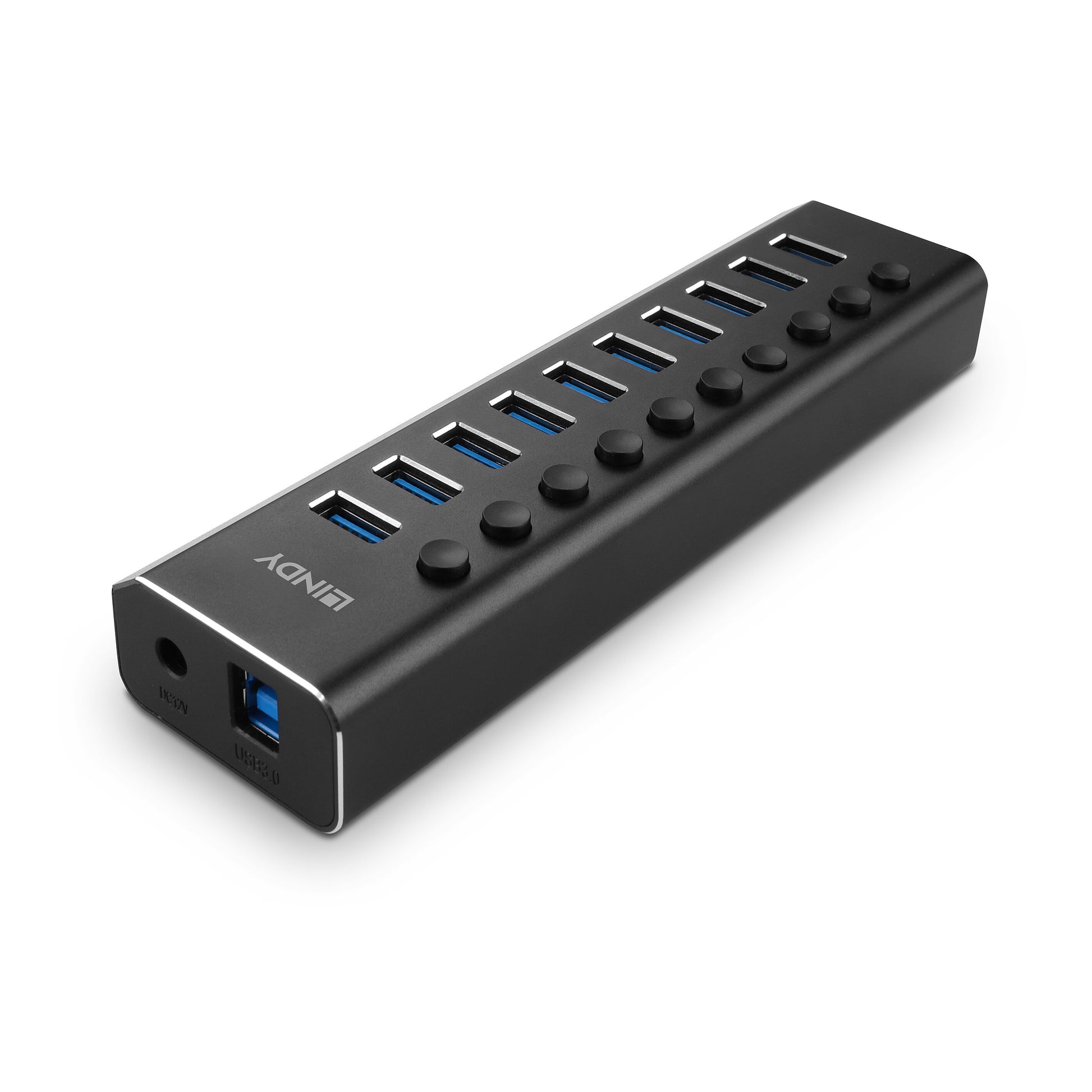 Lindy 43370 USB-Hub – USB-B, 10× USB-A