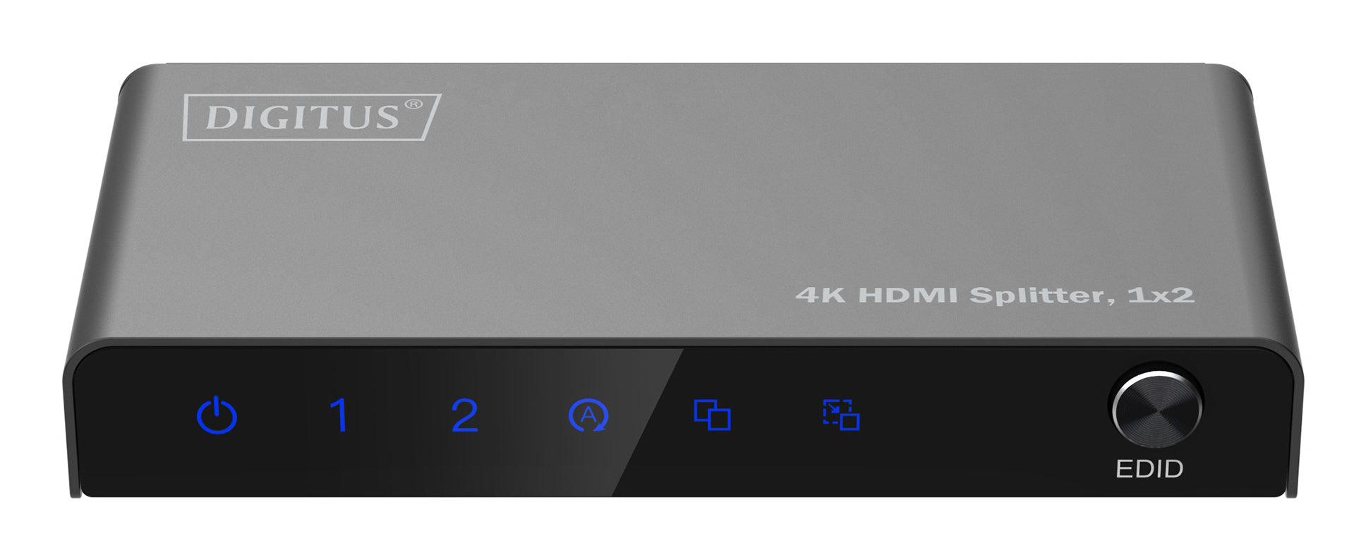 Digitus HDMI-Splitter 1x2 – 4K UHD, 60 Hz, HDMI 2.0, HDCP 2.2 – Grau, Metall