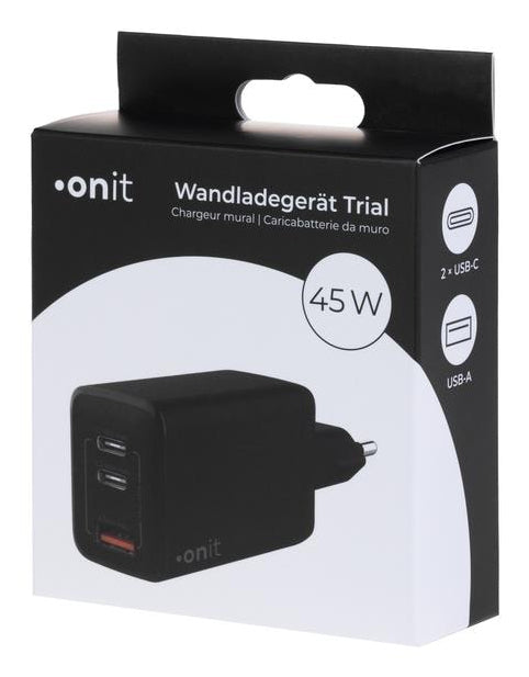 ONIT F01426 USB-Wandladegerät 120 W – USB-C×2, USB-A×1 – PD 3.1, PPS, GaN – Schwarz