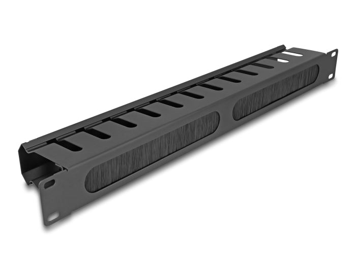 DeLOCK Rangierpanel 19" 1U, Bürste, 2 Öffnungen, Montageset, 483×70×44,5 mm – schwarz
