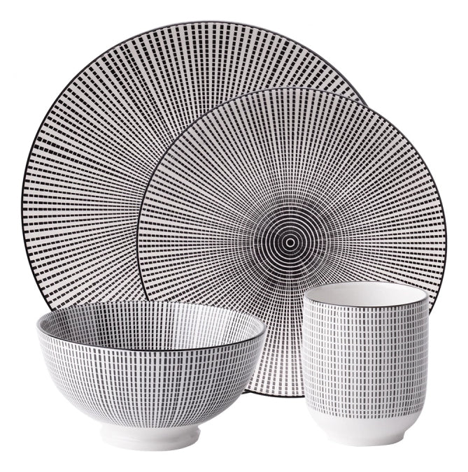 Lunasol Speise-Service Gaya Elements Asia Fire – 24-teiliges Set, Ø 25 cm, Porzellan, spülmaschinenfest