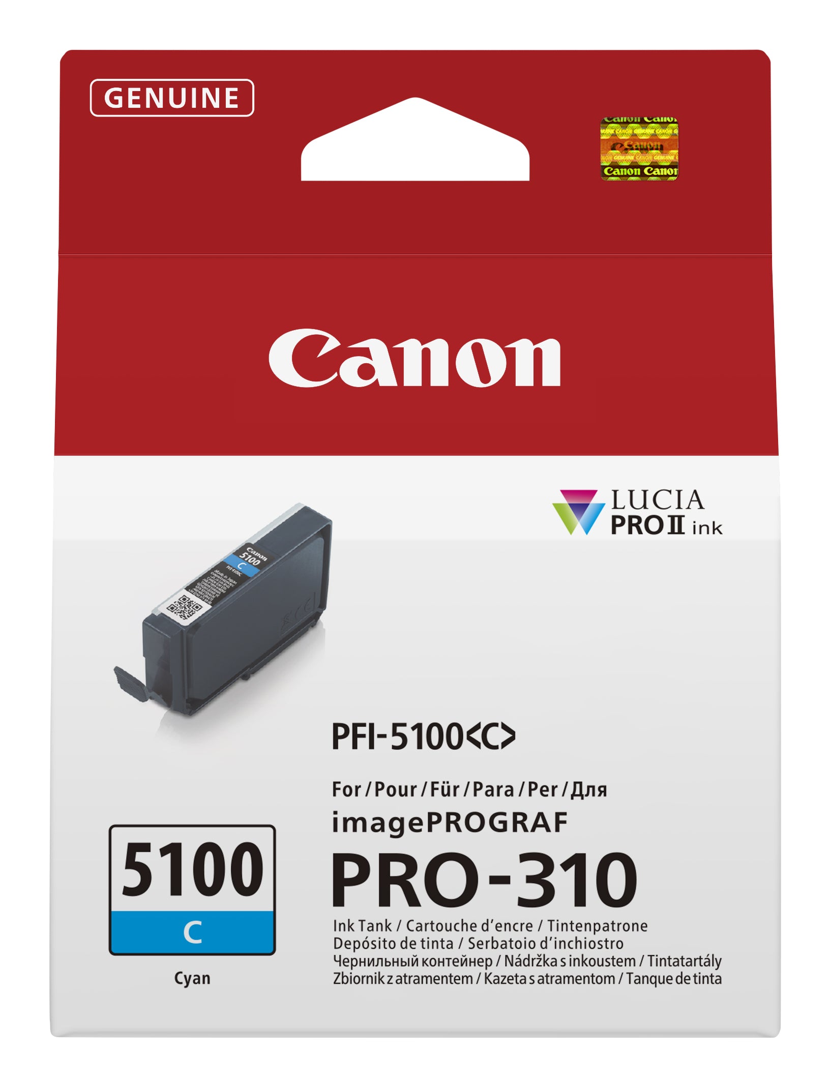 Canon PFI-5100 Cyan Tintenpatrone (Original) – 14,4 ml – für imagePROGRAF PRO-310