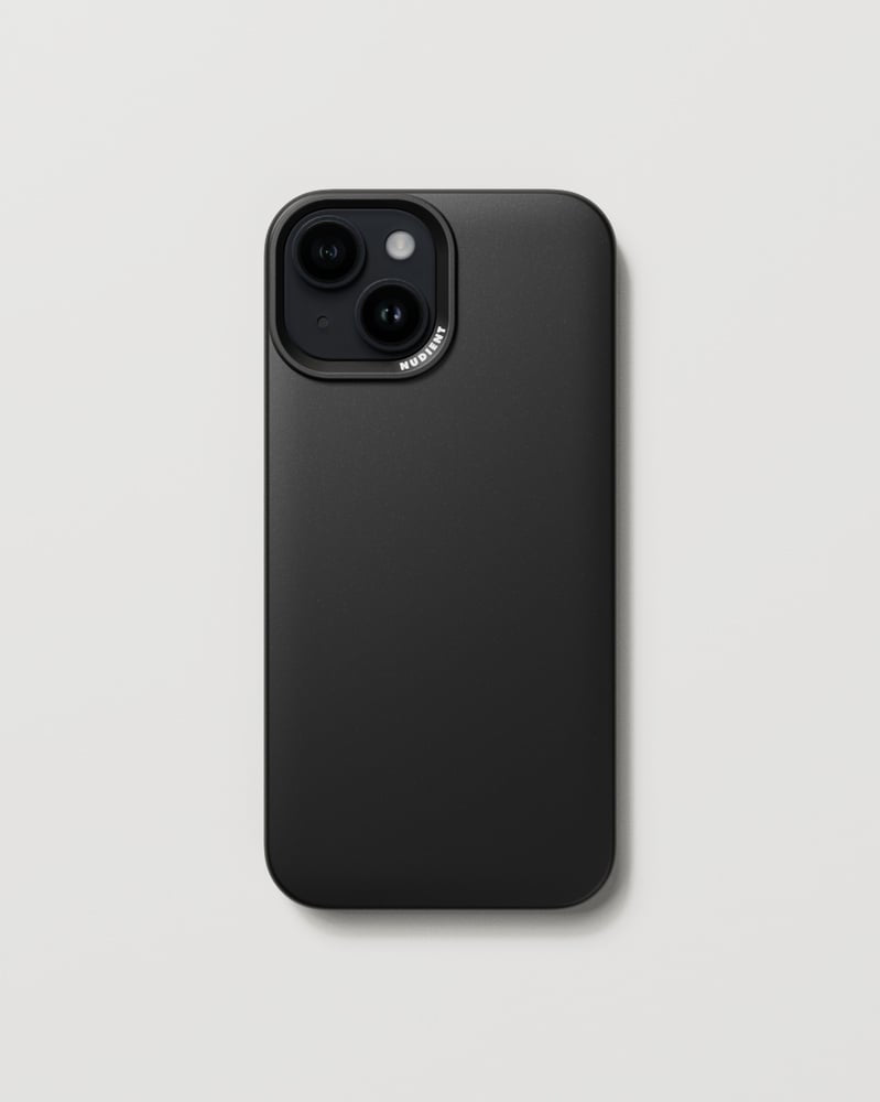 NUDIENT Thin Case Backcover – für Apple iPhone 15, MagSafe, Recycling-Kunststoff, Schwarz