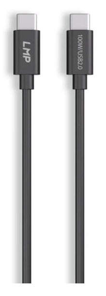LMP USB-C auf USB-C Kabel – USB 2.0 (480 Mbit/s) – 0,3 m – PD 100 W – TPE – Schwarz