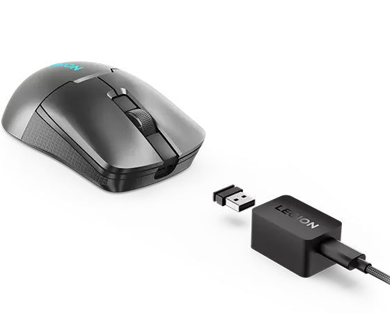 Lenovo M600S Gaming-Maus – kabellos, Bluetooth + 2,4 GHz, USB-C, 19'000 dpi, 6 Tasten, beidhändig, grau