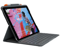 Logitech Slim Folio – Tastatur, kabellos (Bluetooth), CH-Layout (DE-CH), aufladbar, Graphit – für iPad (7. Gen)