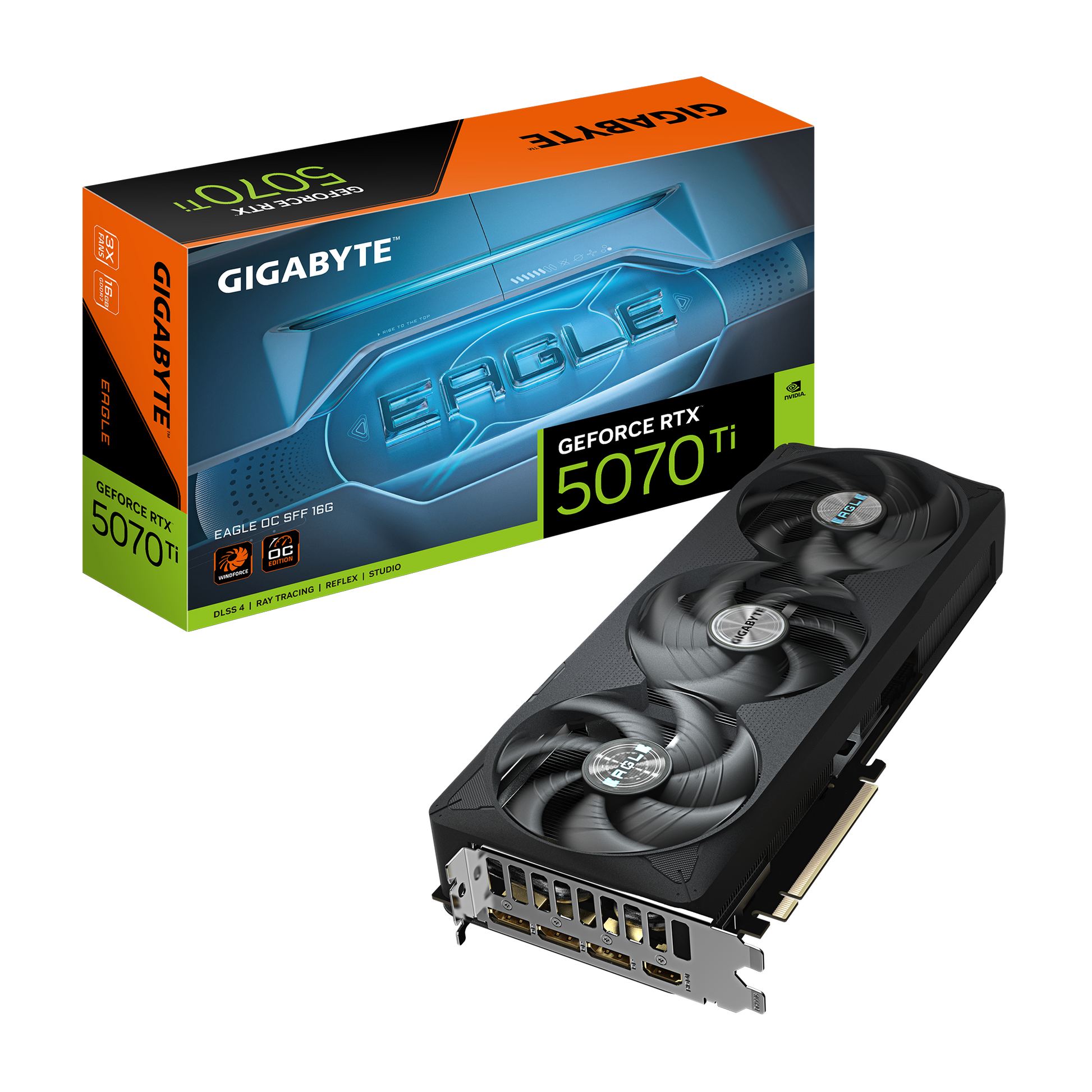 GIGABYTE GeForce RTX 5070 Ti EAGLE OC SFF 16G – PCIe Grafikkarte – 3×DP 2.1a, 1×HDMI 2.1b, PCIe 5.0, 300 W