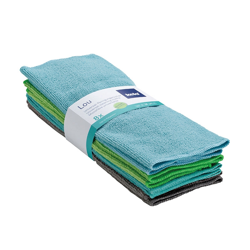 Kela Mikrofasertuch – Hellblau – 30 × 30 cm – Polyester – 8er-Set