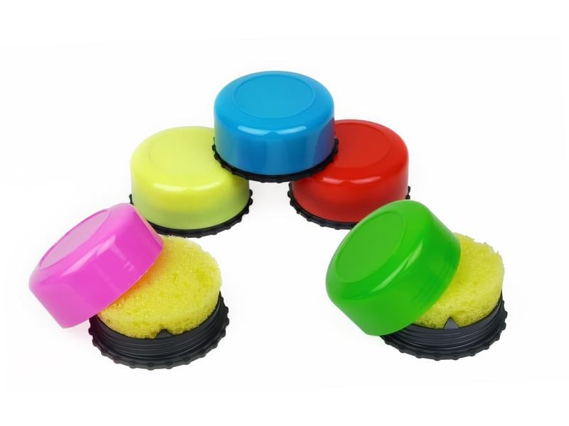 Laufer Anfeuchter – farbig sortiert, Kunststoff, Ø 55 × 28 mm, 1er-Pack, Schraubverschluss