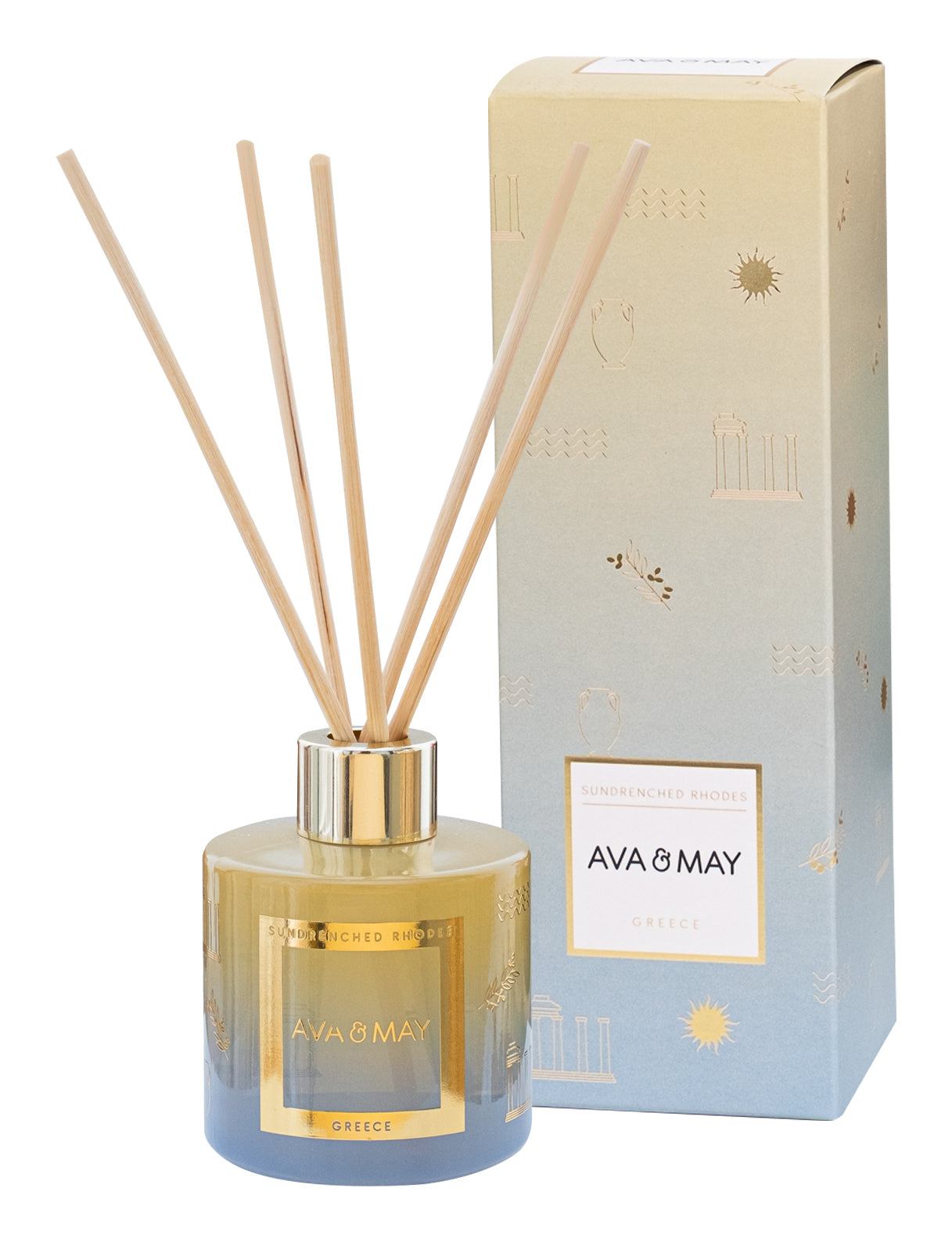 AVA & MAY Duftstäbchen Sundrenched Rhodes Feige – 100 ml – Stäbchen aus Echtholz