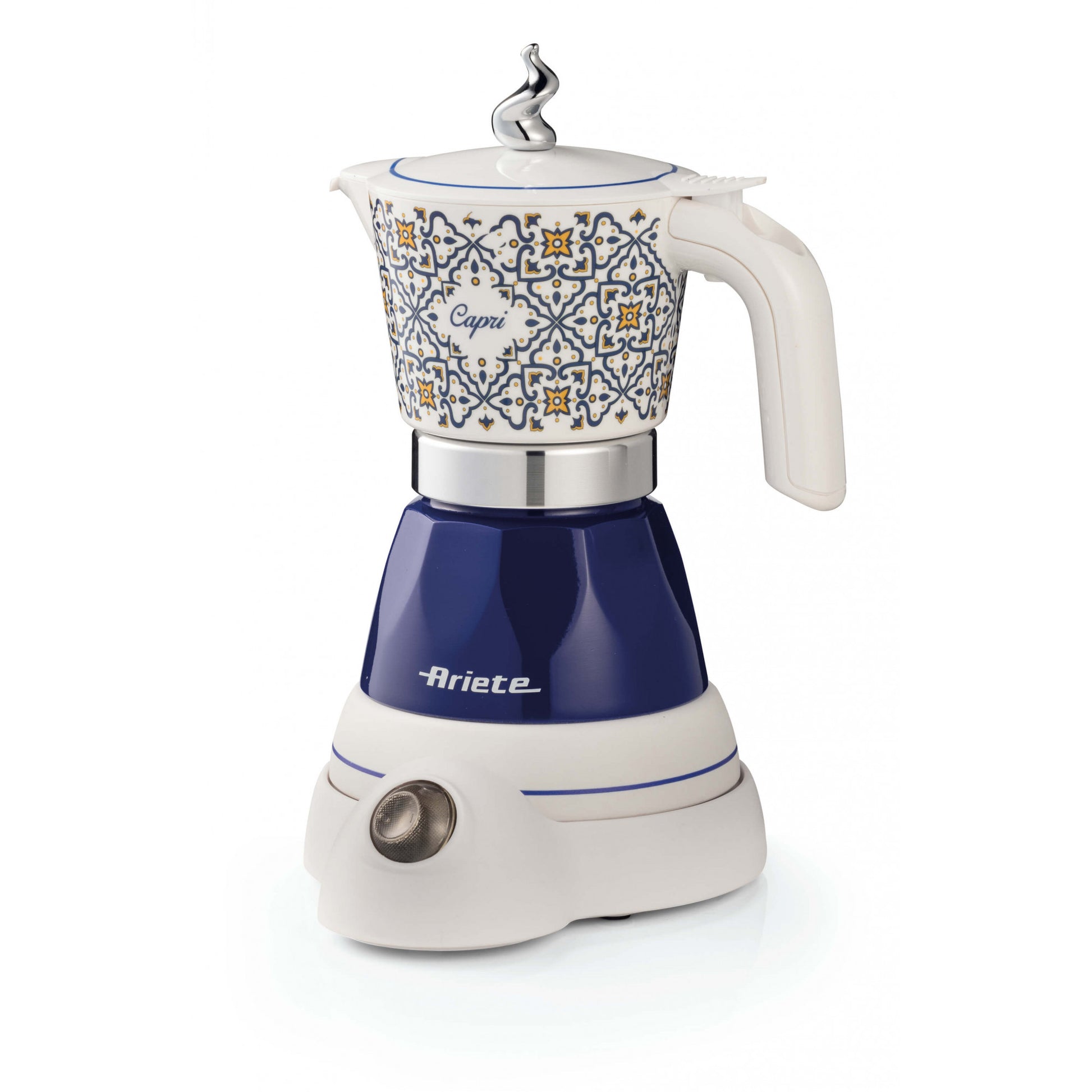 Ariete Capri Espressomaschine (Siebträger) – 5 bar, 4 Tassen, weiss/dunkelblau, 13,5 × 25 × 21 cm