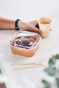 BioPak Take-away-Box, Papier/Karton, PLA-beschichtet – 1,2 l, 172 × 170 × 65 mm, braun – FSC – 40 Stk.