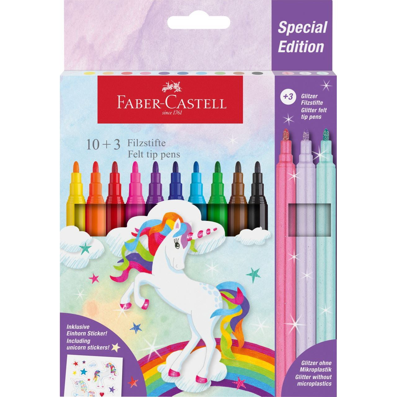 Faber-Castell Filzstifte Einhorn Spezialedition, Strichbreite 1 mm, 13 Farben