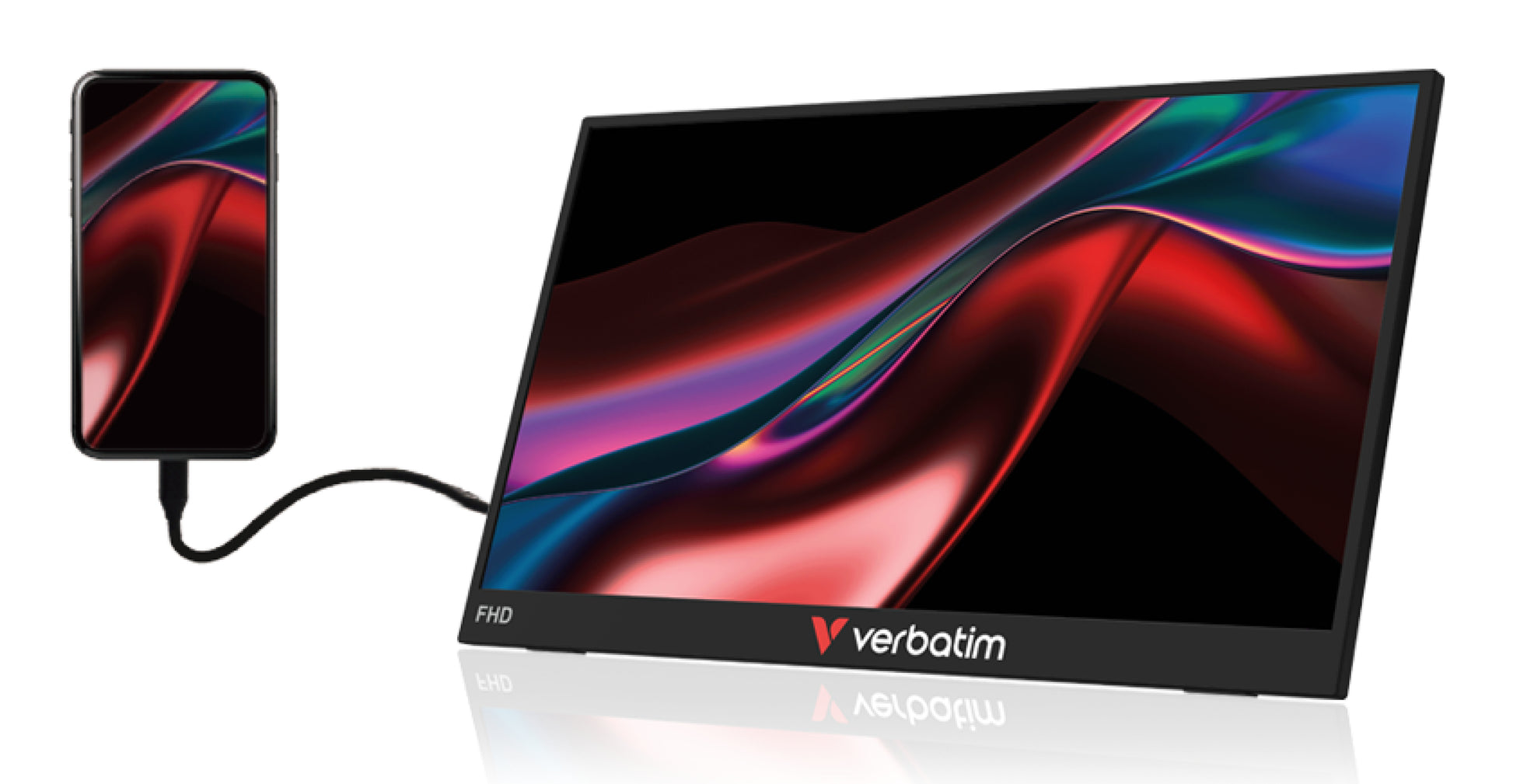 Verbatim Tragbarer TS Monitor 15.6 LIGHT – 15,6" Touch, 1920 × 1080 (Full HD), IPS