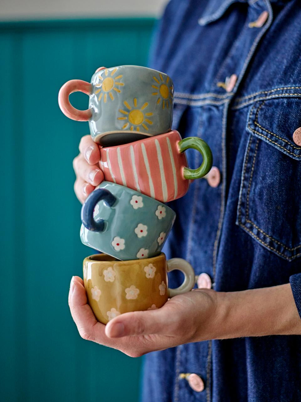 Bloomingville Kaffeetasse – 4er Set, 110 ml, Ø 7,5 cm, H 5,5 cm, Steinzeug