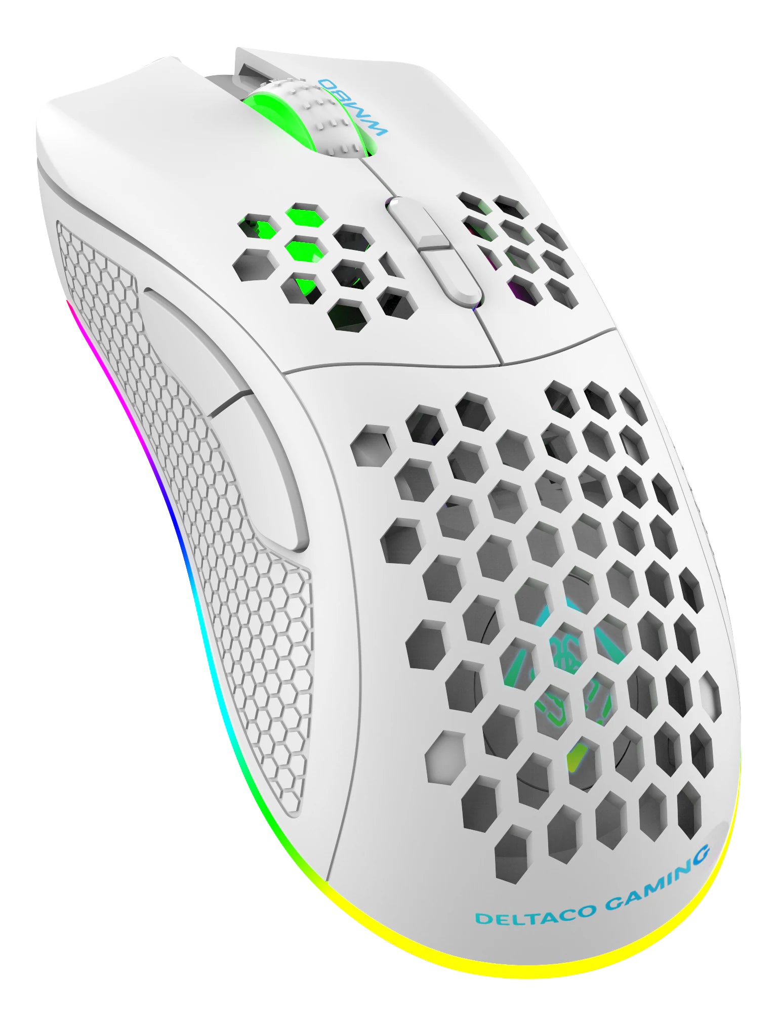 Deltaco Gaming WM80 – Gaming-Maus – Kabellos (Bluetooth/2,4 GHz), 6400 DPI, RGB-Beleuchtung, Rechtshänder, Weiss