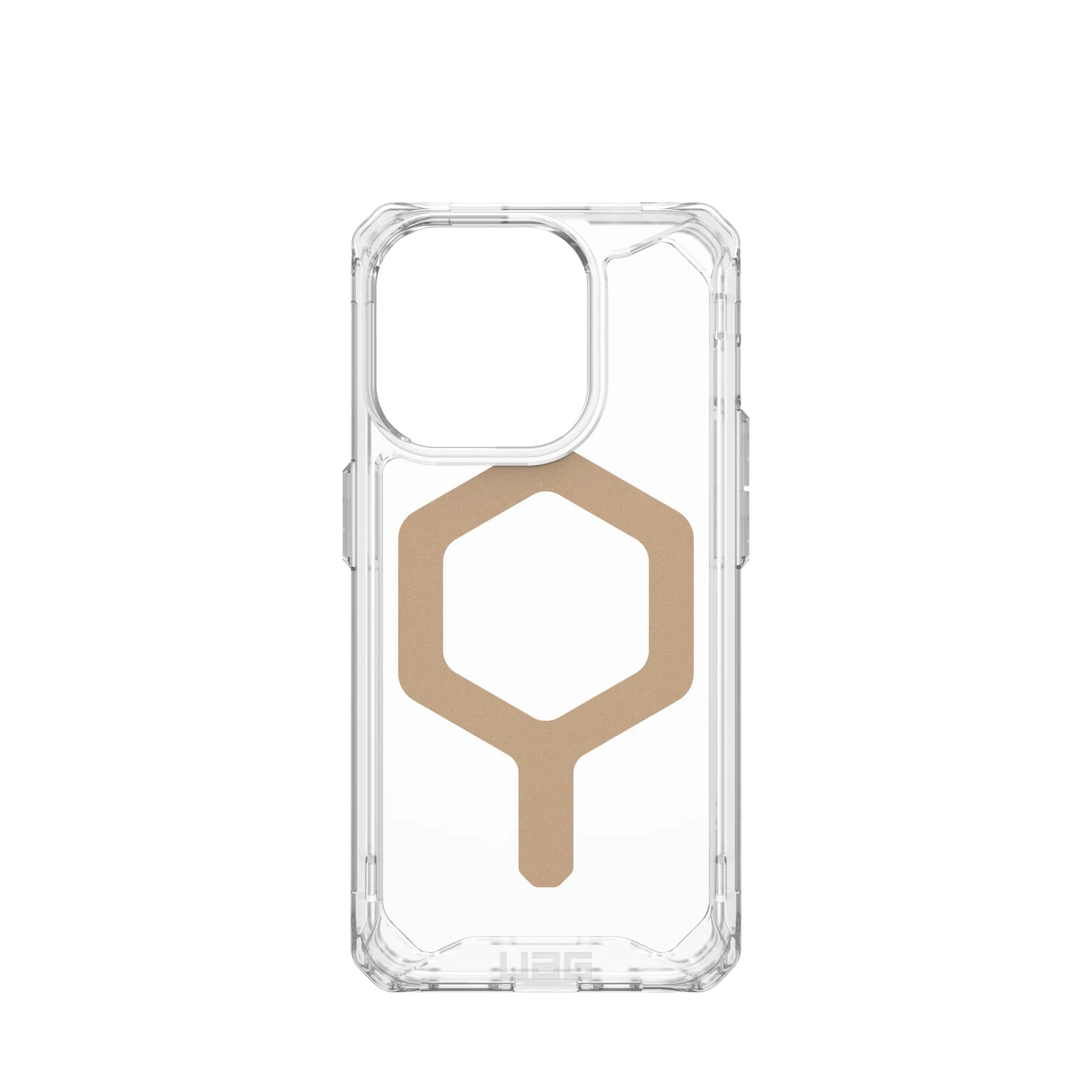 Urban Armor Gear UAG – Backcover Plyo – für Apple iPhone 15 Pro – transparent/gold – TPU/PC – MagSafe-kompatibel