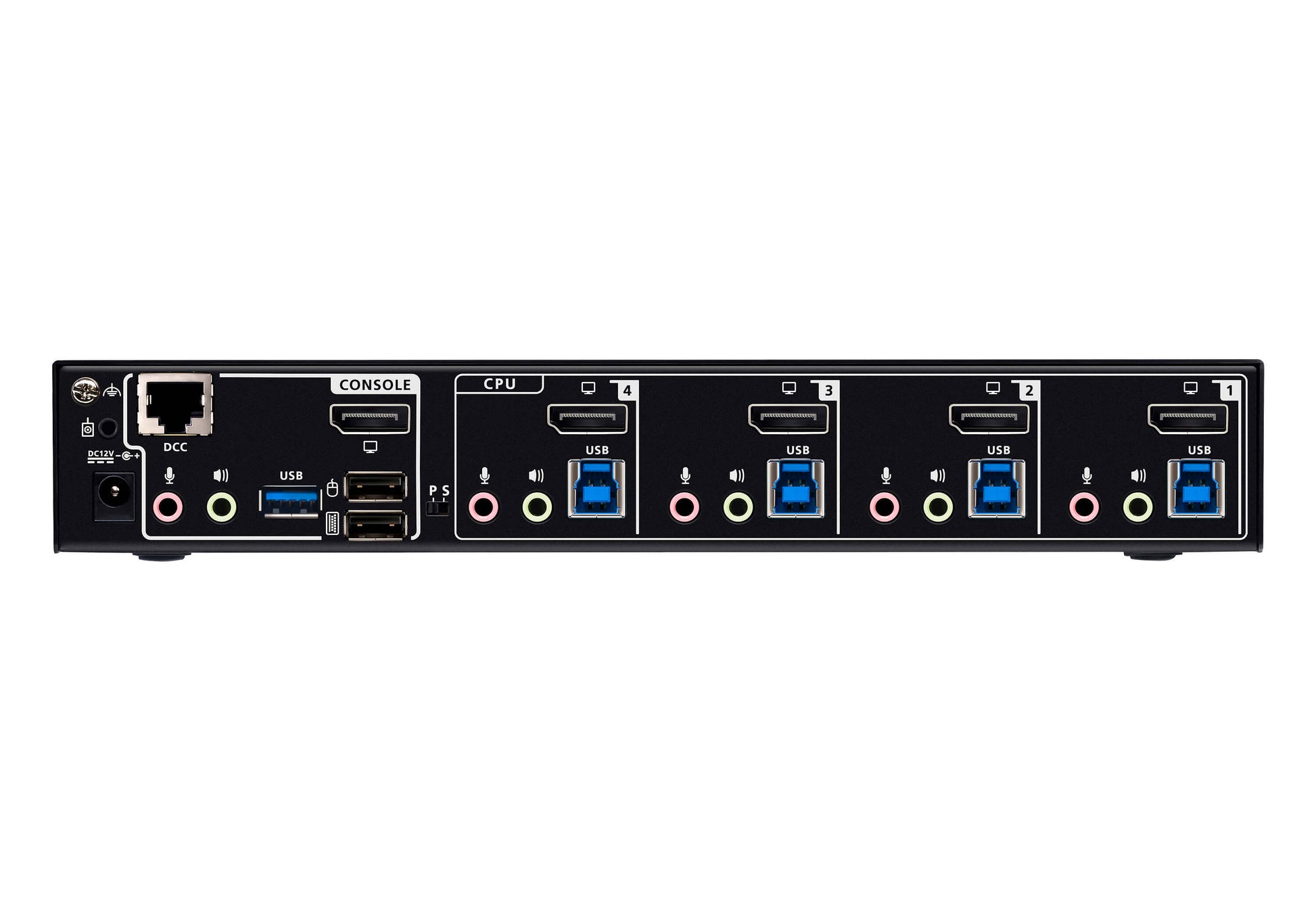 ATEN CS1924A KVM-Switch – DP (8K), 2× USB-A, 4× USB-B, 3,5 mm Audio
