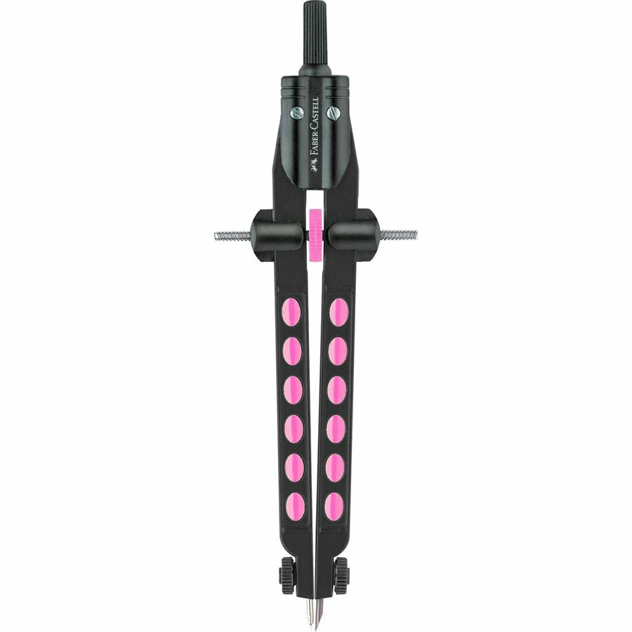 Faber-Castell Factory Neon Schnellverstellzirkel – Länge 170 mm, max. Kreis-Ø 34 cm, mit Minenklemmung