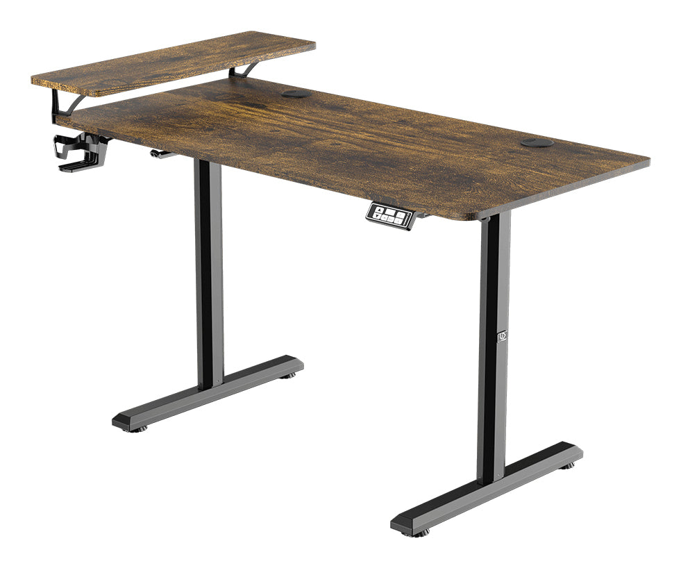Ultradesk Higlander Gaming-Tisch – 120 × 60,5 cm, höhenverstellbar, braun, Stahl
