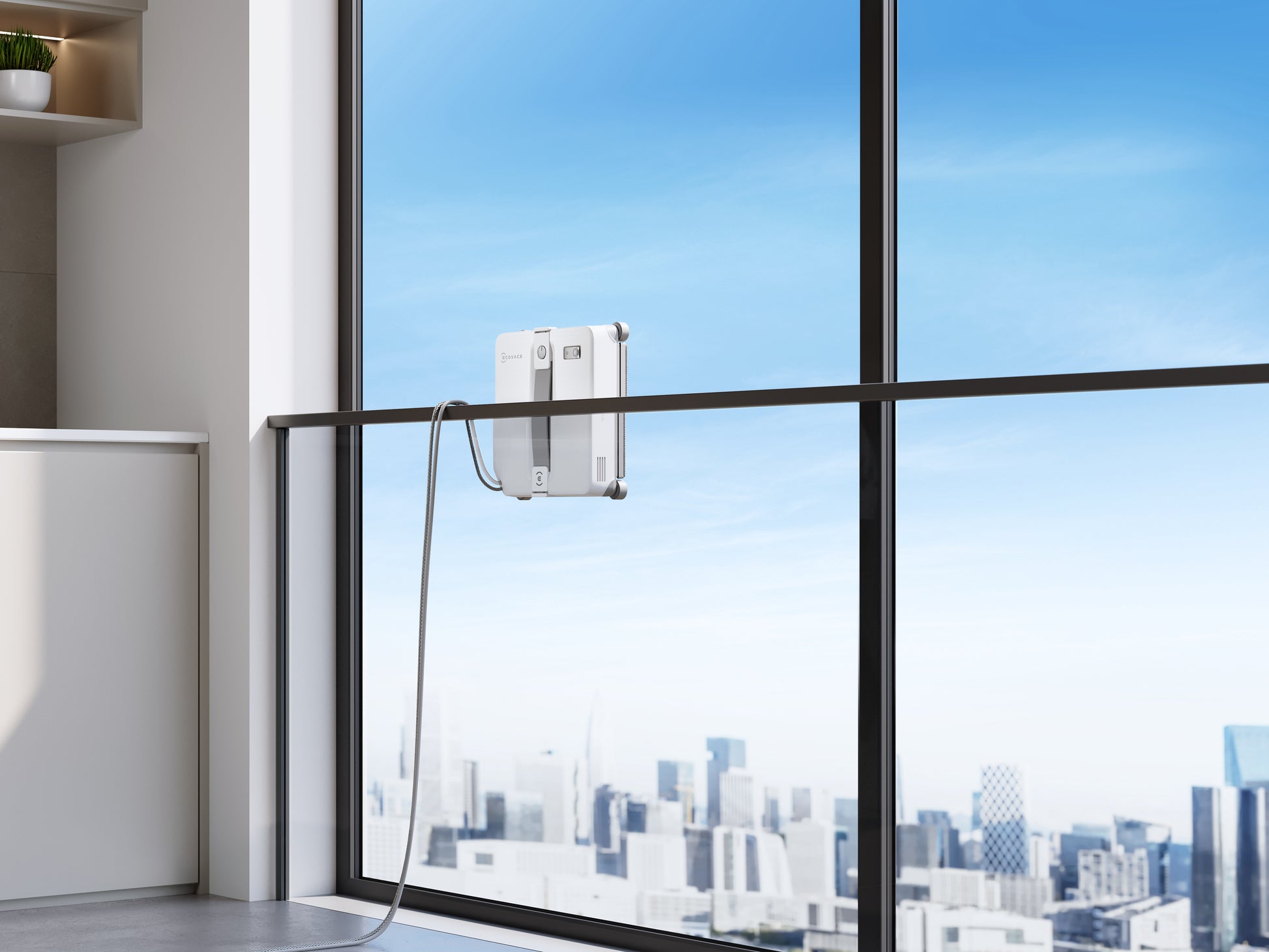 Ecovacs Fensterreiniger WINBOT MINI 2 – 0,23 l – weiss/grau – Akku – 21,5 × 21,5 × 5,5 cm