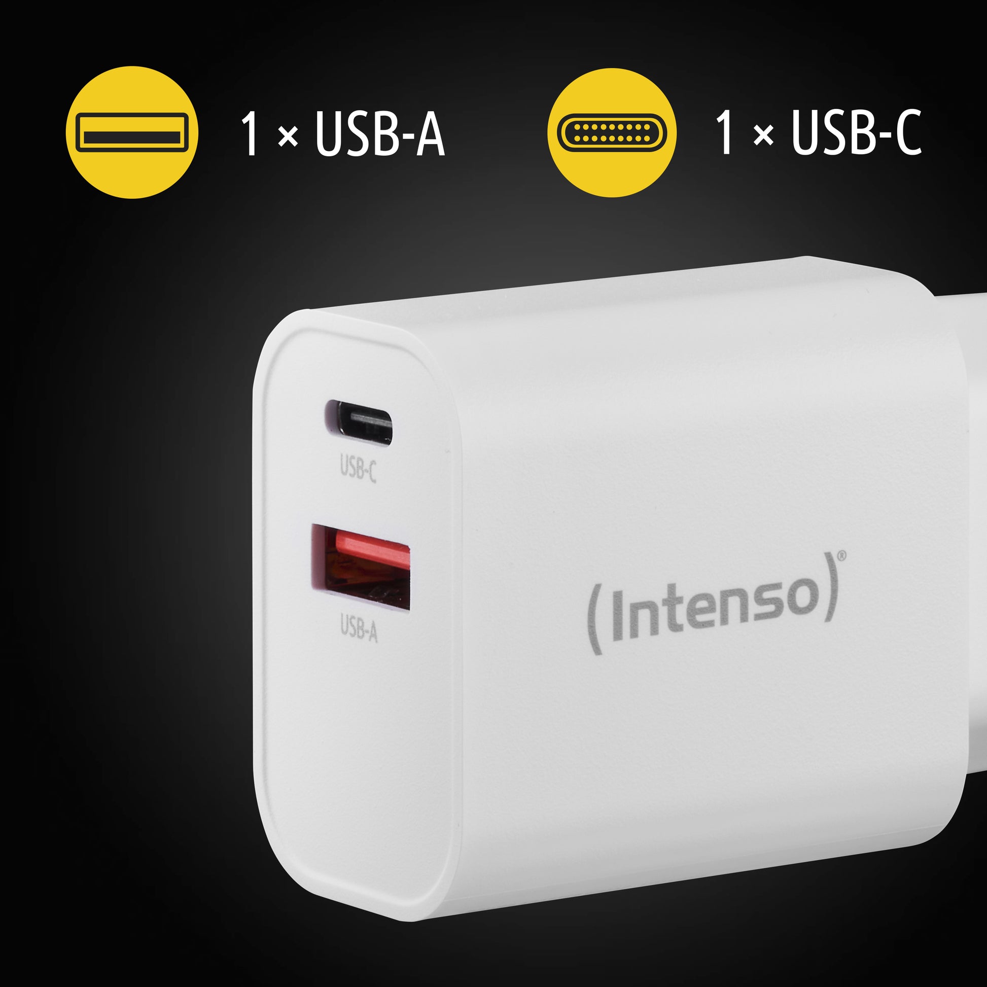 Intenso W30AC USB-Wandladegerät 30 W – USB-C×1, USB-A×1 – PD – EU-Stecker (Typ C) – Weiss