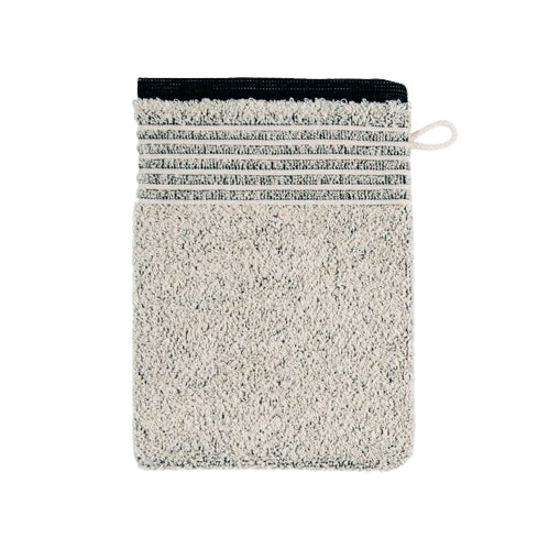 MÖVE Waschhandschuh mit Biesenbordüre – 15 × 20 cm, Natur, Baumwolle/Leinen, 590 g/m²