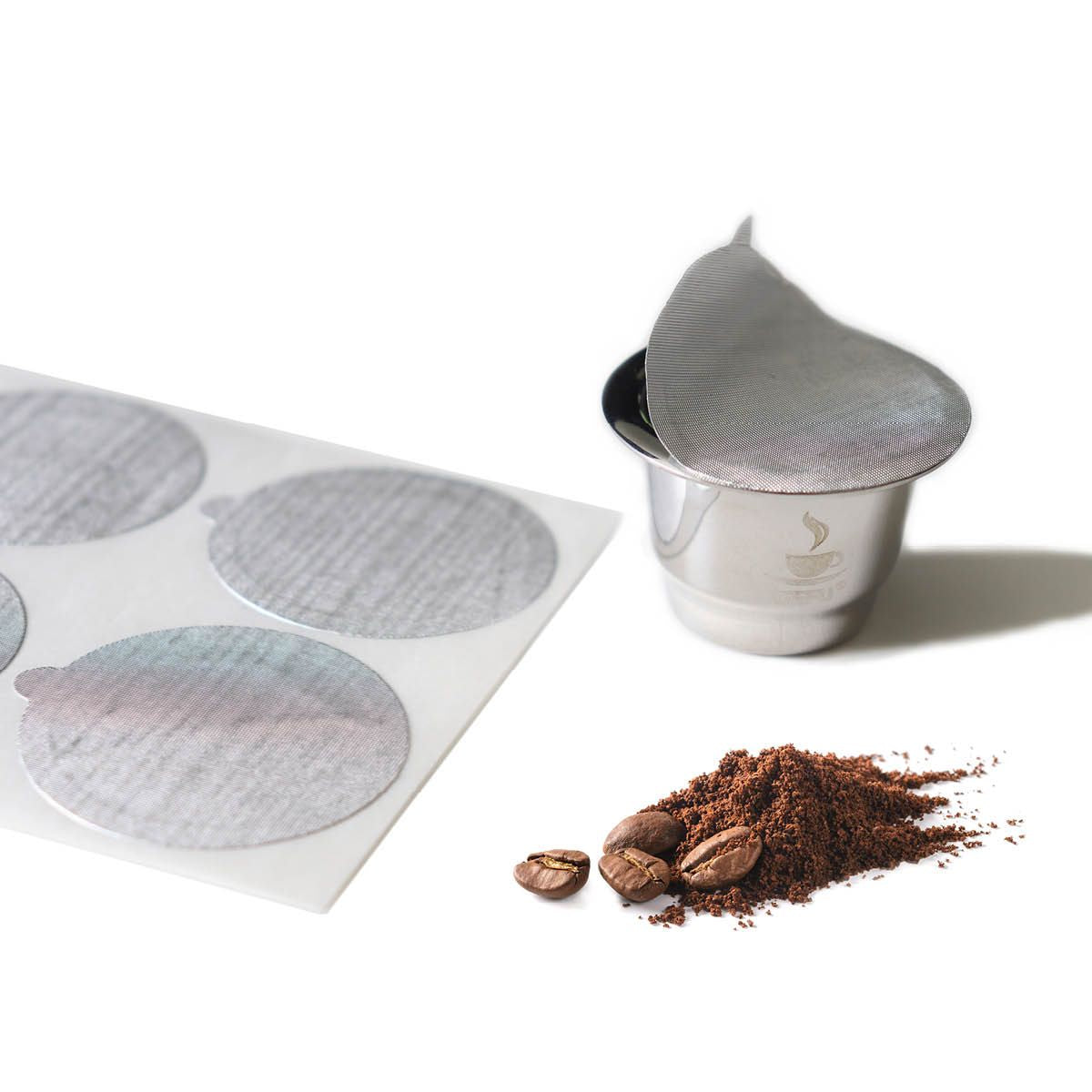 GEFU Kaffeefilter CONSCIO – Ø 3,6 cm, für Conscio Kaffeekapseln, 80 Stk., Aluminium