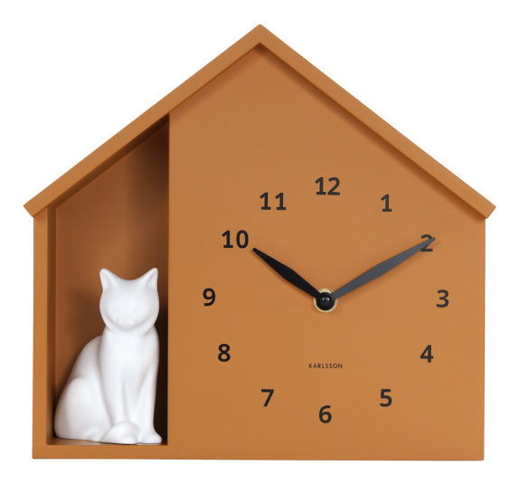 Karlsson Tischuhr Sitting Cat – Analog – 24,9 × 27 × 9 cm, Schwarz, Kunststoff
