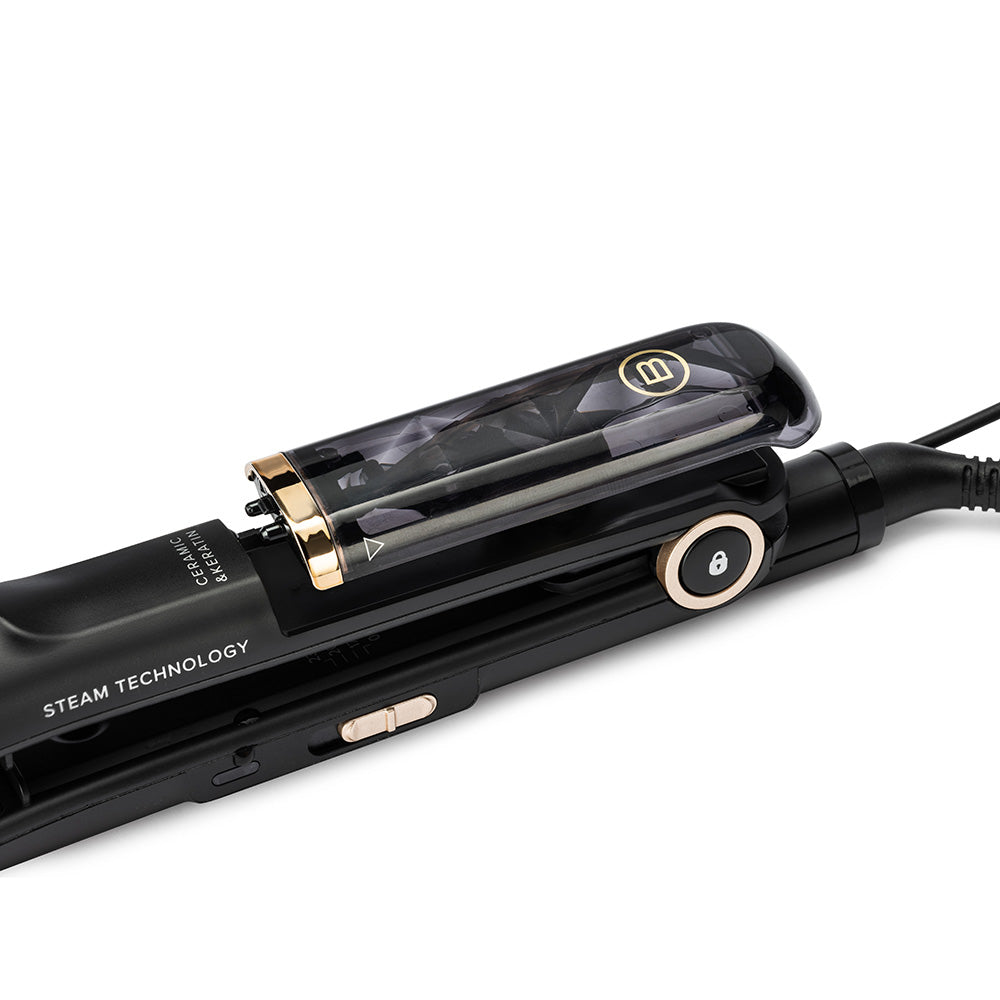 Bellissima Glätteisen – Dampffunktion, 3 Stufen – Schwarz, Gold – Keramikplatten