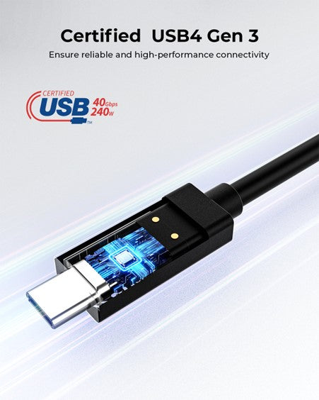 AUKEY USB-Kabel – USB-C zu USB-C – USB4 20 Gbit/s – 0,8 m – PD 240 W – USB‑IF zertifiziert – Schwarz