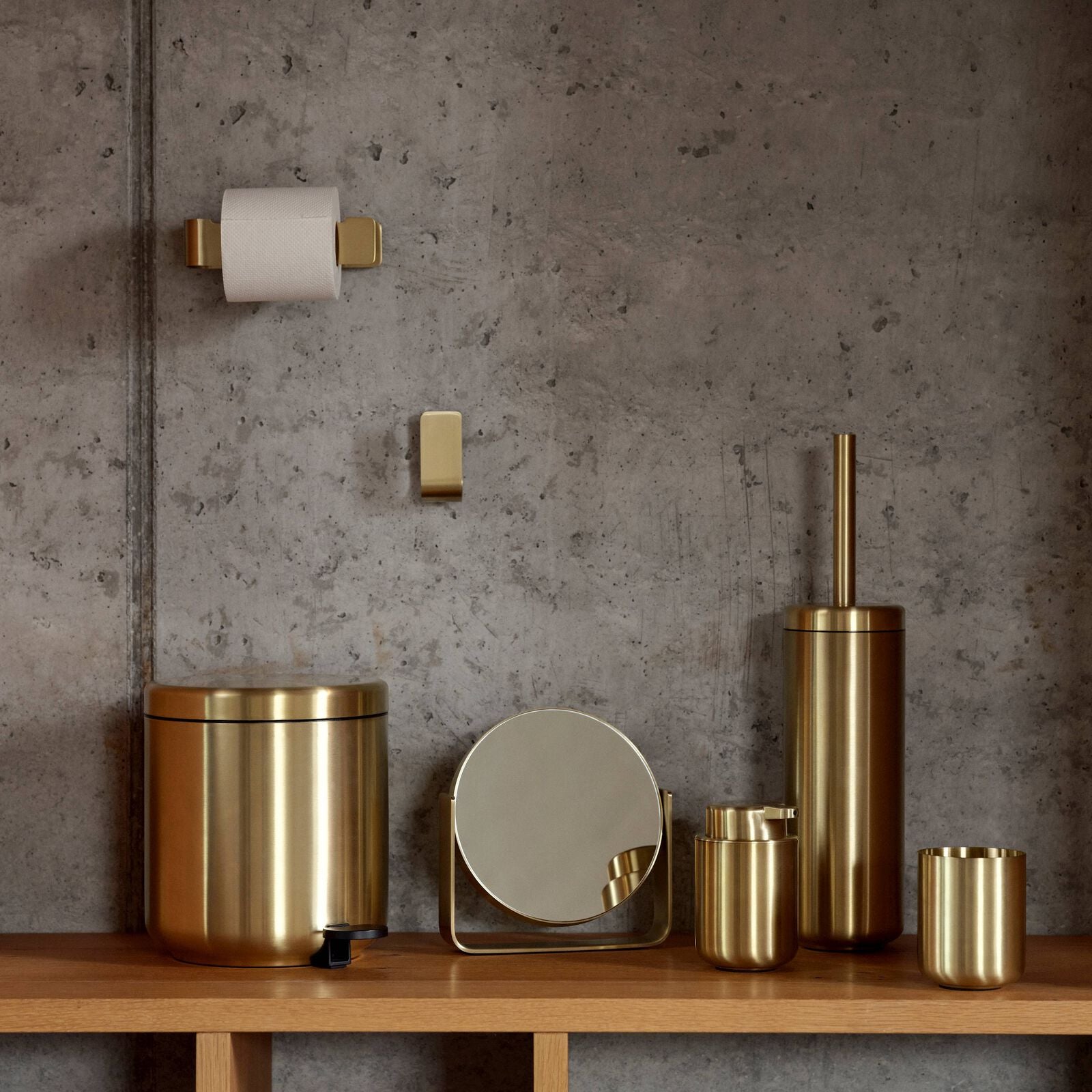 Zone Denmark Papierkorb – 4 l – Stahl, Gold – Ø 195 × H 220 mm