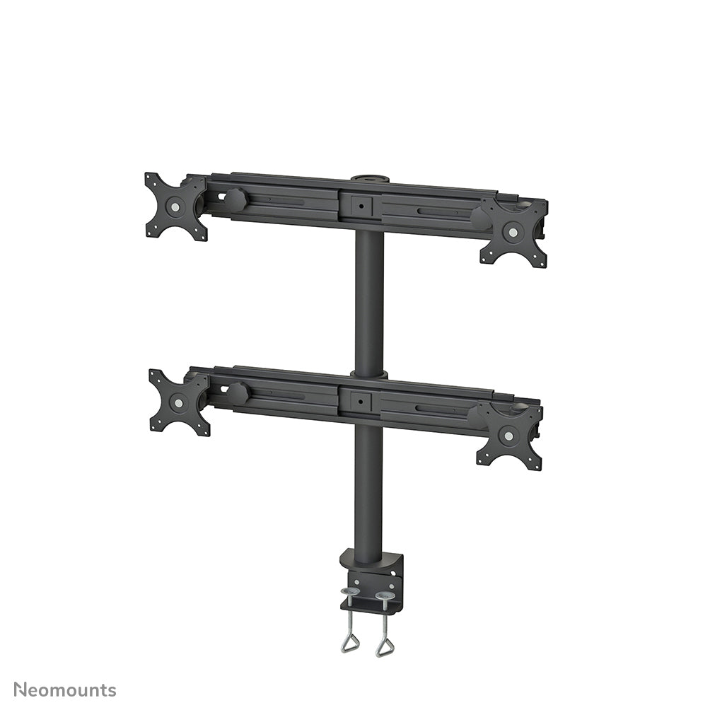 Neomounts FPMA D700D4 – Tischhalterung, Quad, Tischklemme, bis 30", VESA 75 × 75 mm, 32 kg, neigbar, schwarz