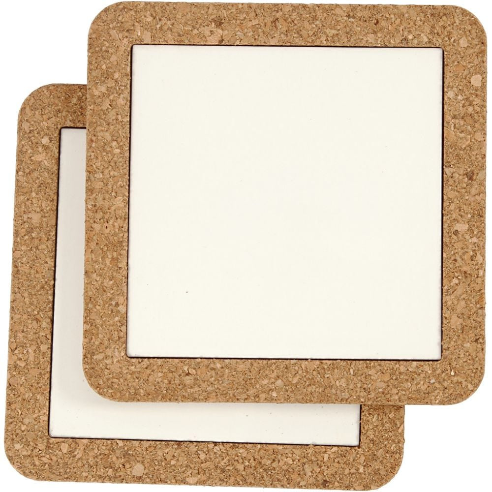 Creativ Company Untersetzer – 11 × 11 × 1 cm, Kork, Weiss/Braun