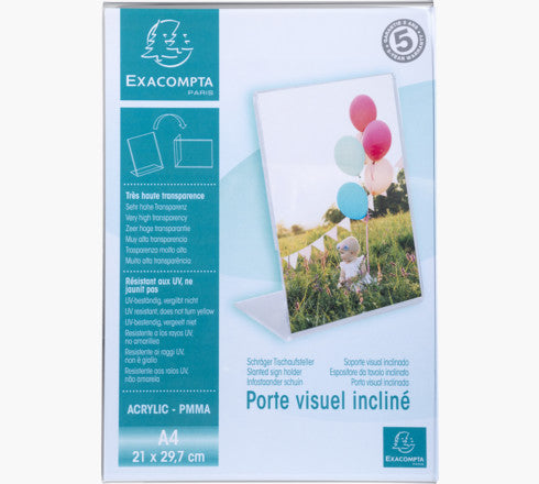 Exacompta Tischaufsteller – für A4 – 1 Fach – Hochformat – transparent – Acryl – 210×305×83 mm