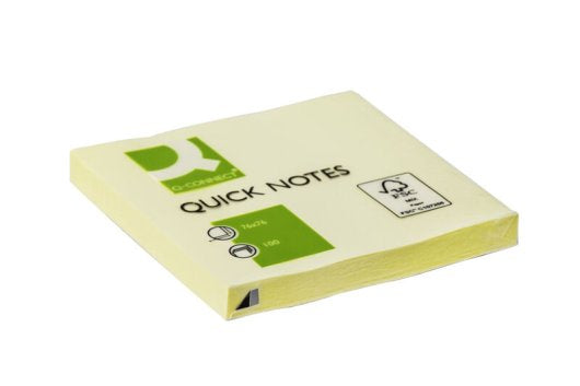 Q-Connect Haftnotizen – 76×76 mm – gelb, 100 Blatt, recyclingfähig