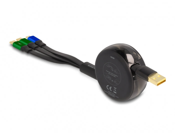 DeLOCK USB-Kabel – USB-A auf Micro-USB-B, 2× USB-C – USB 2.0 (480 Mbit/s) – 1,13 m – Schwarz