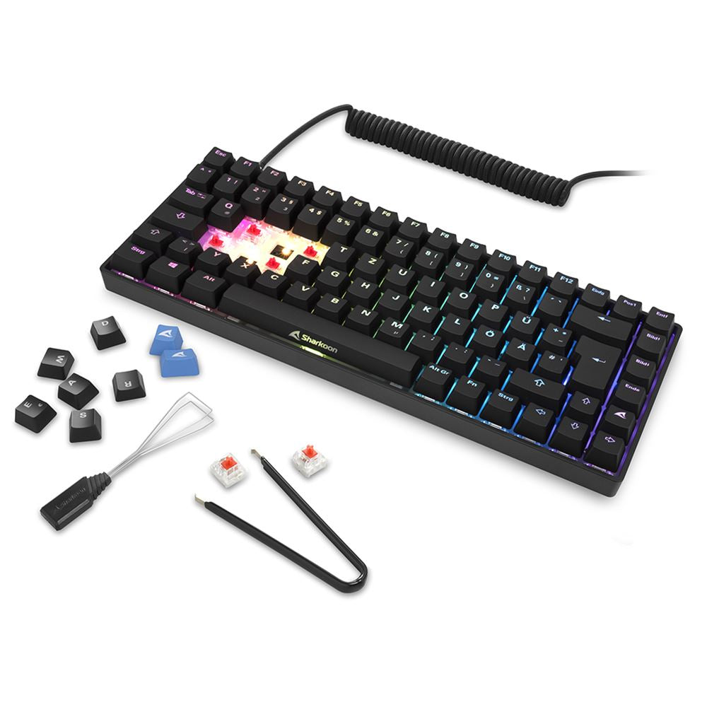 Sharkoon SKILLER SGK50 S3 – Tastatur 75% – Mechanisch (Gateron Yellow) – USB-C – QWERTZ (DE) – RGB – Schwarz