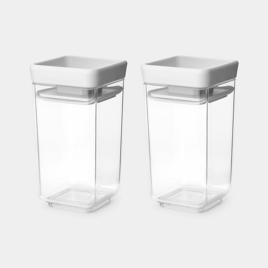 Brabantia Vorratsdose 150 ml, 5,7 × 5,7 × 10,6 cm, Kunststoff, hellgrau/transparent, 2er-Set