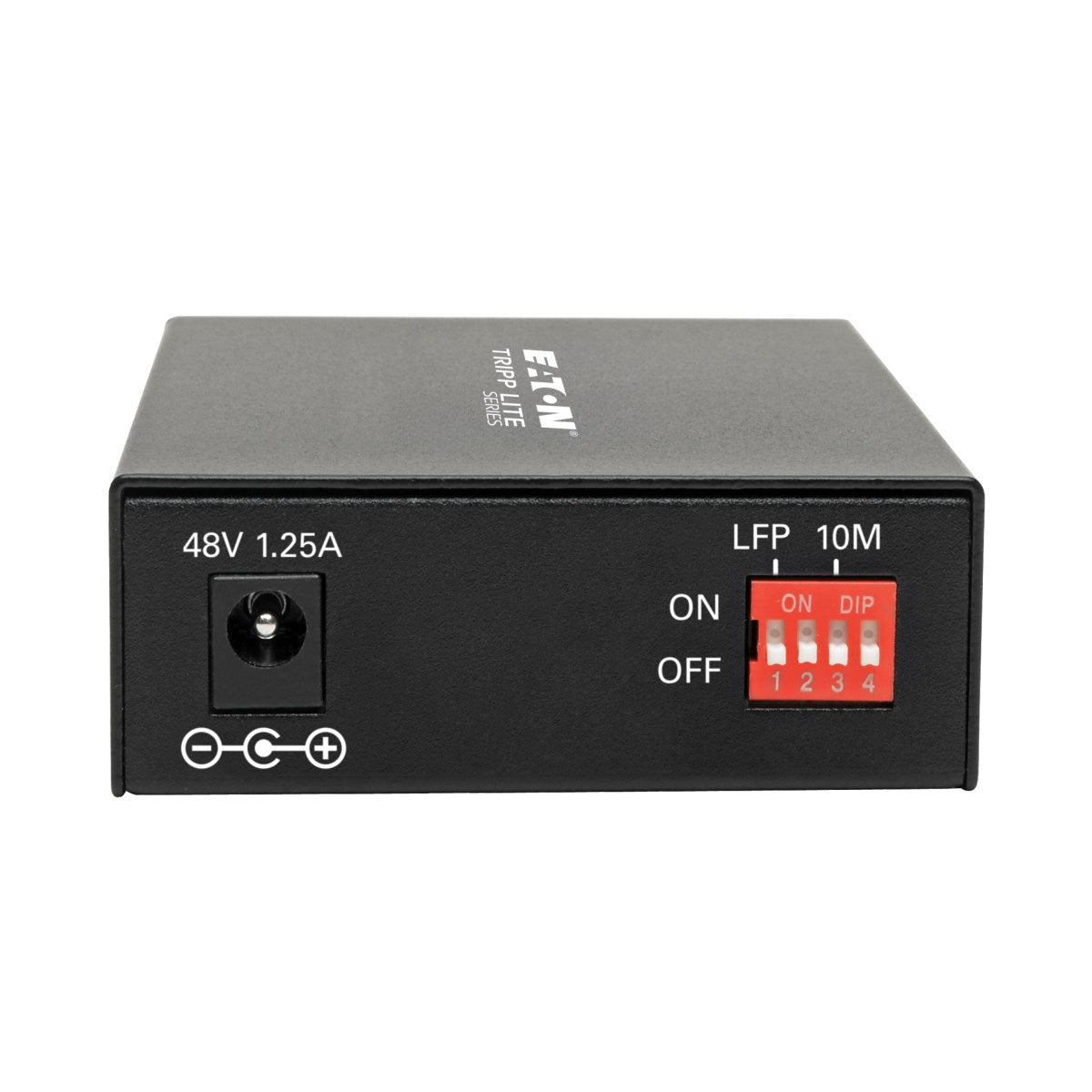 Tripp Lite N785-INT-PSFP Medienkonverter SFP zu RJ-45 – Gigabit, PoE+ (48 V), Multi/Singlemode – Schwarz