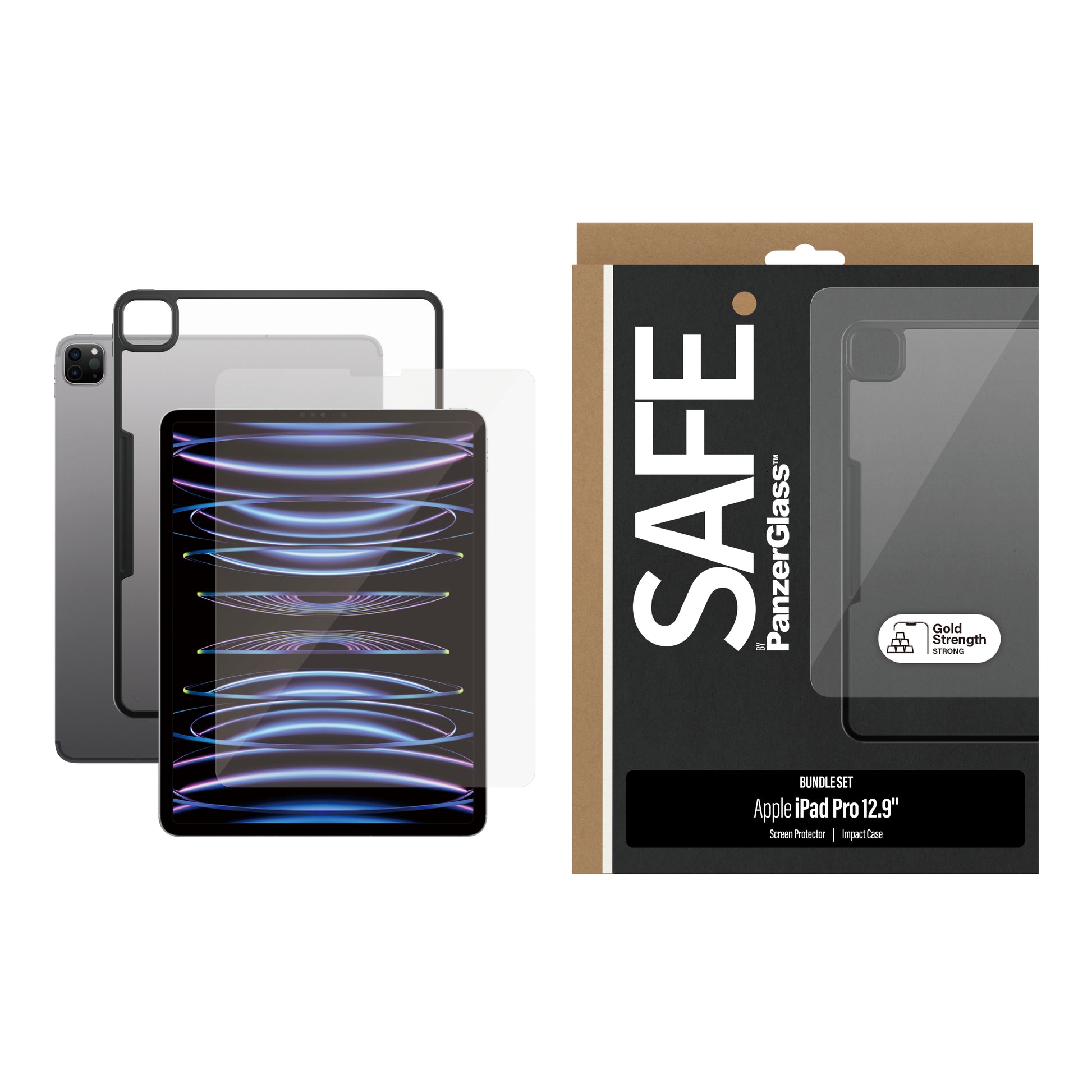 PanzerGlass SAFE. Ultra Wide Fit Displayschutzfolie – für iPad Pro 12,9" (5. Gen./2021), Gehärtetes Glas