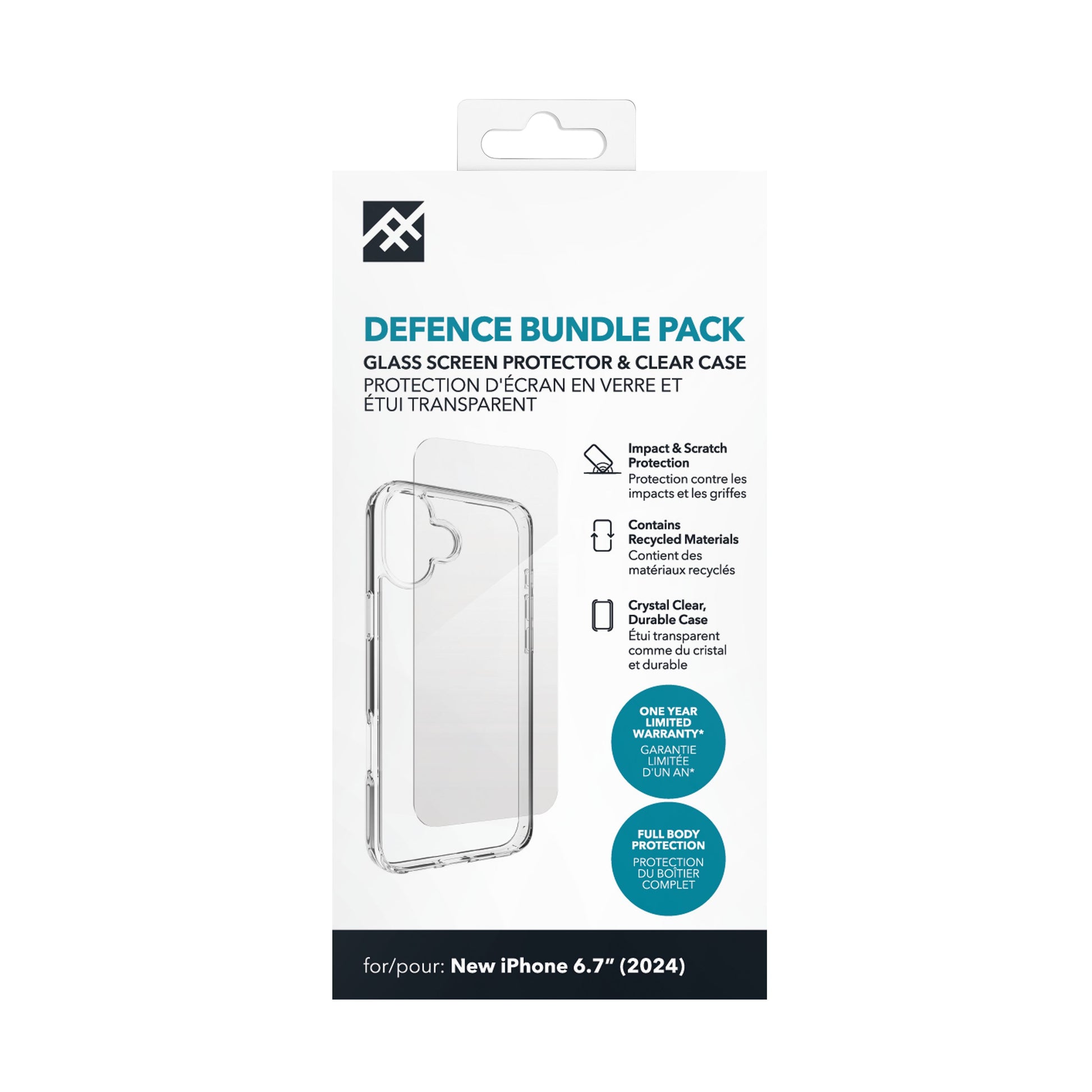 IFROGZ Displayschutz (Panzerglas), fettabweisend – für iPhone 16+