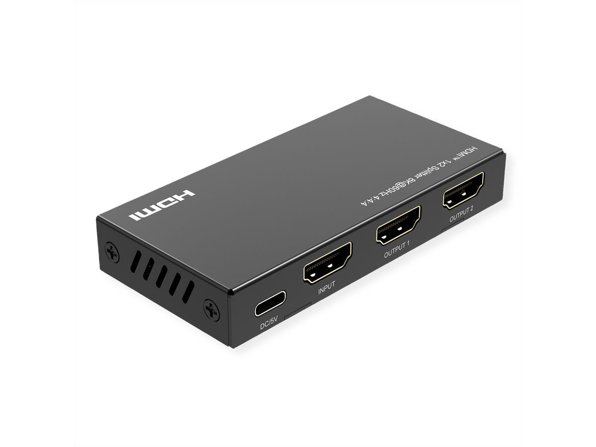ROLINE HDMI Video-Splitter, 1× HDMI In / 2× HDMI Out, 8K@60 Hz, HDR, HDCP 2.3