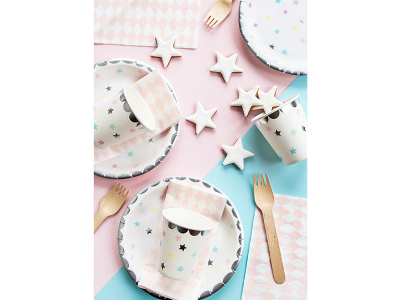 PartyDeco Teller, Papier – Ø 18 cm, Einhorn Sterne – 6 Stk.