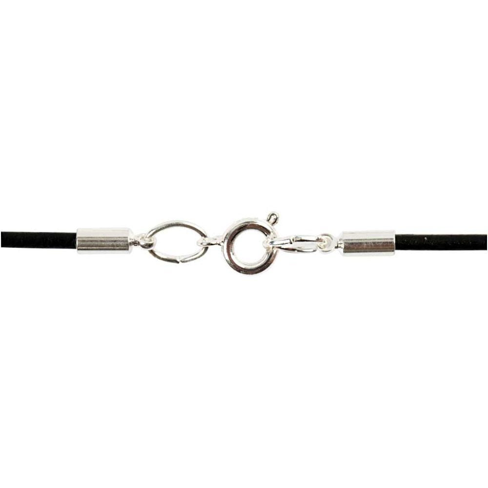 Creativ Company Schmuck-Set – Verschlussset – Leder, schwarz, silber – 1 Stück