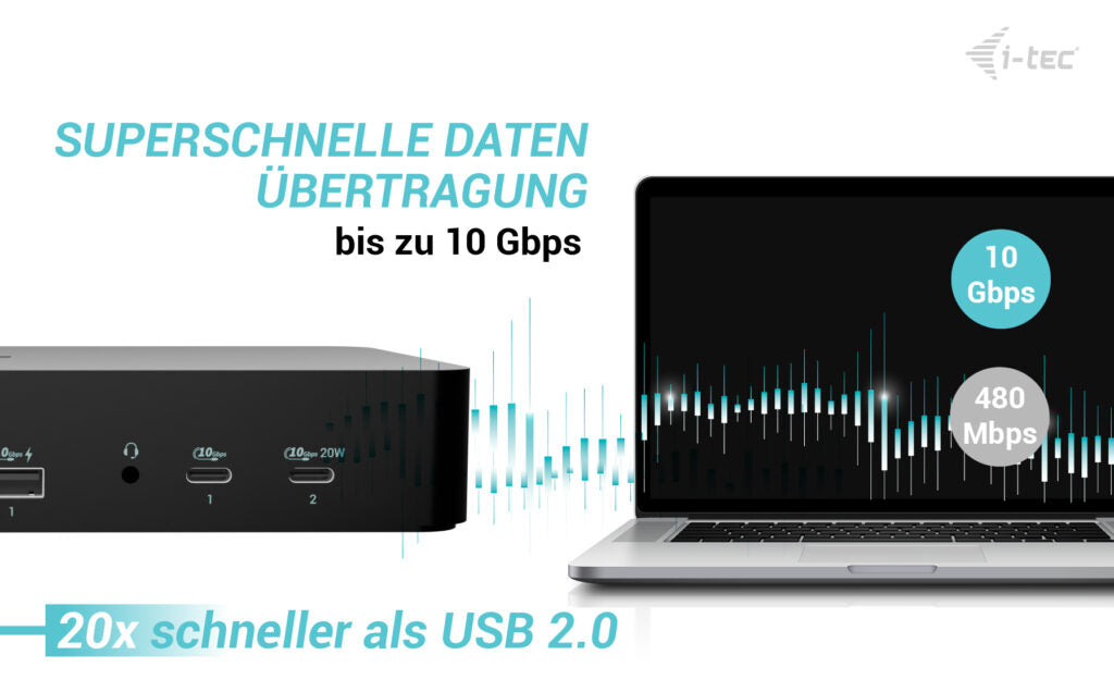 i-tec Universal Intelligente Dual DS Dockingstation – USB-C, 2× DP, 2× HDMI, 100 W PD, GbE