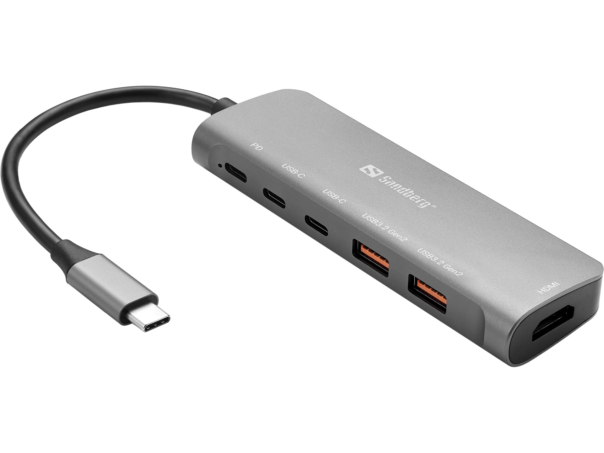 Sandberg Dockingstation – USB-C, 1× HDMI, 2× USB-A, 100 W PD, für Windows/Mac